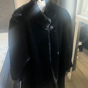 Elegant Black Faux Fur Coat